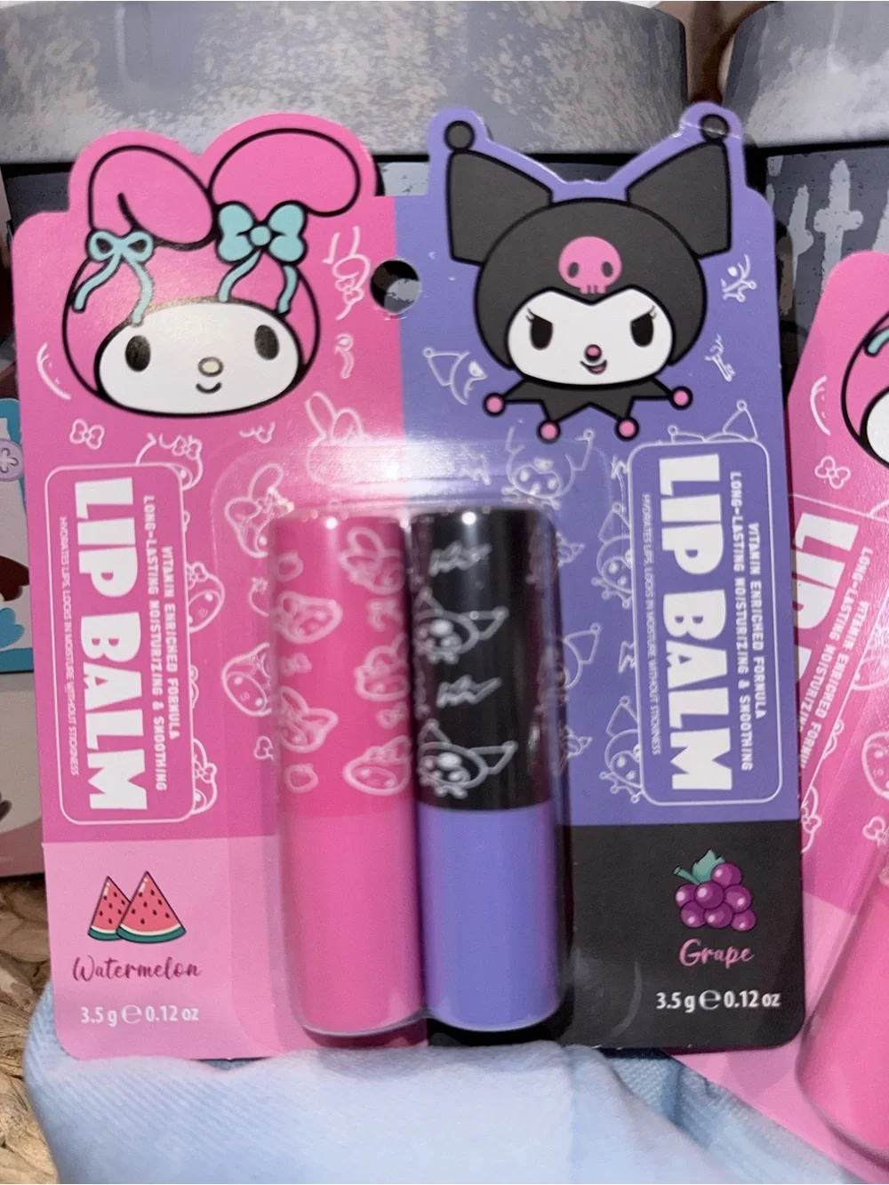 My Melody & Kuromi Lip Balm 2-Pack | Watermelon & Grape | New Sealed